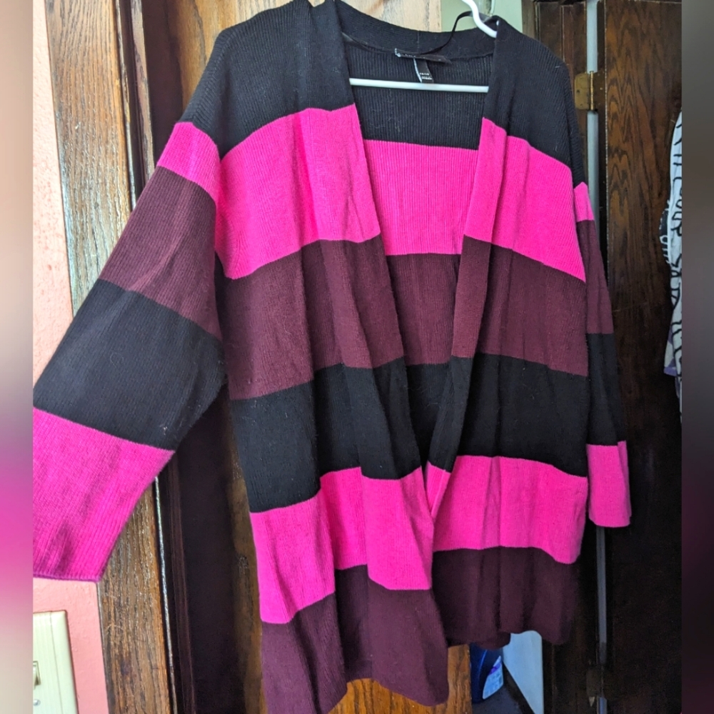 Lane Bryant Striped Sweater, size 18/20, Pink, Maroon, and Black colored